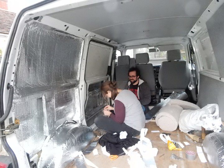 Using insulation foil on sliding door